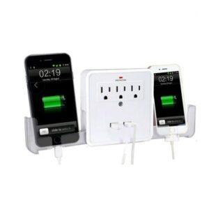 classic combo wall adapter w/3 ac outlets w/surge protection and dual usb ports to charge your gadgets