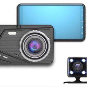 Dash cam with main screen and rear camera.