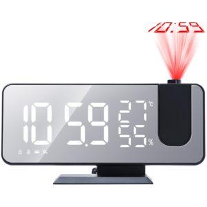 Digital clock with temperature, humidity, and projector.
