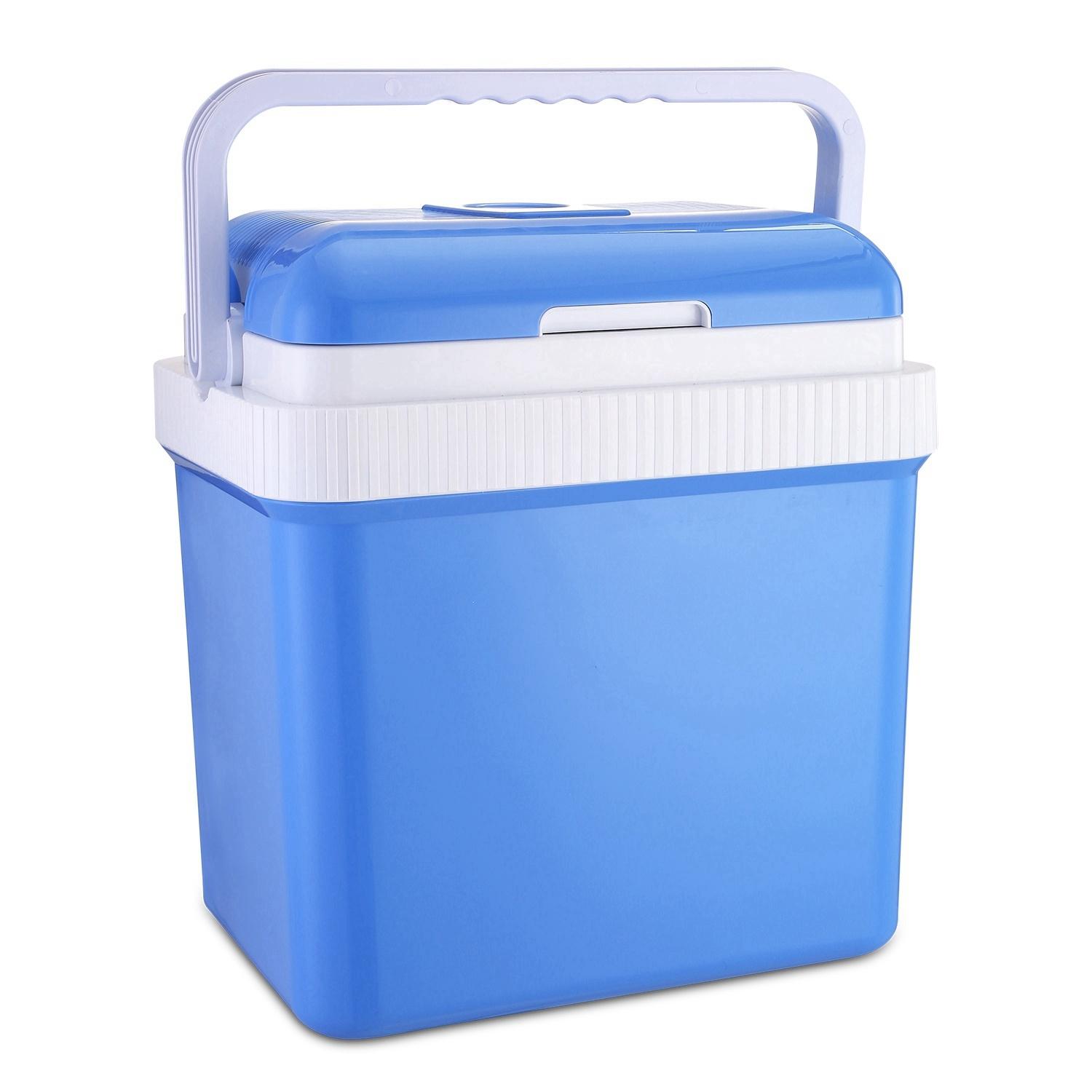 Blue portable cooler with handle