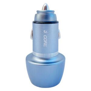 Blue car charger with 5 Core label.