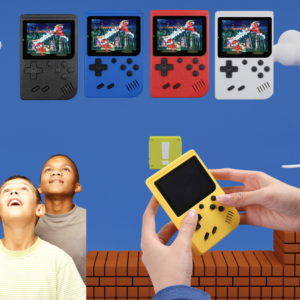 Kids with handheld gaming devices.