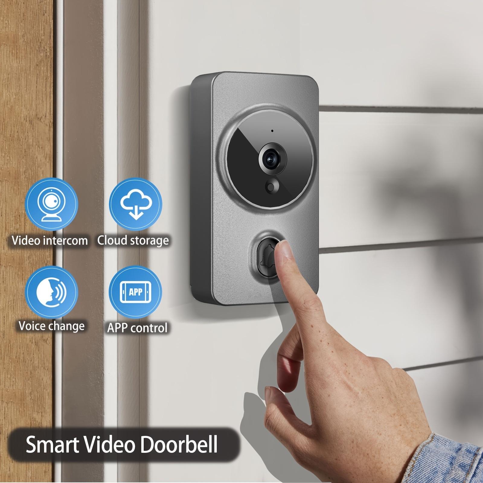 Person ringing smart video doorbell