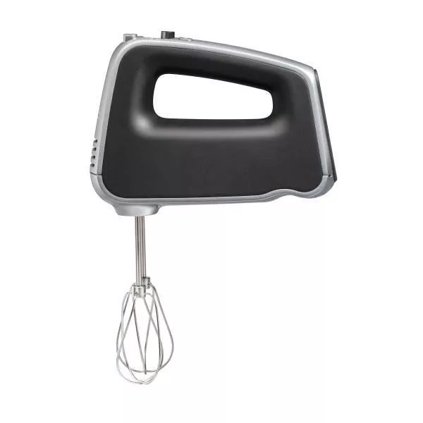 Black electric hand mixer with beater attachment