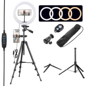 Ring light tripod kit with accessories.