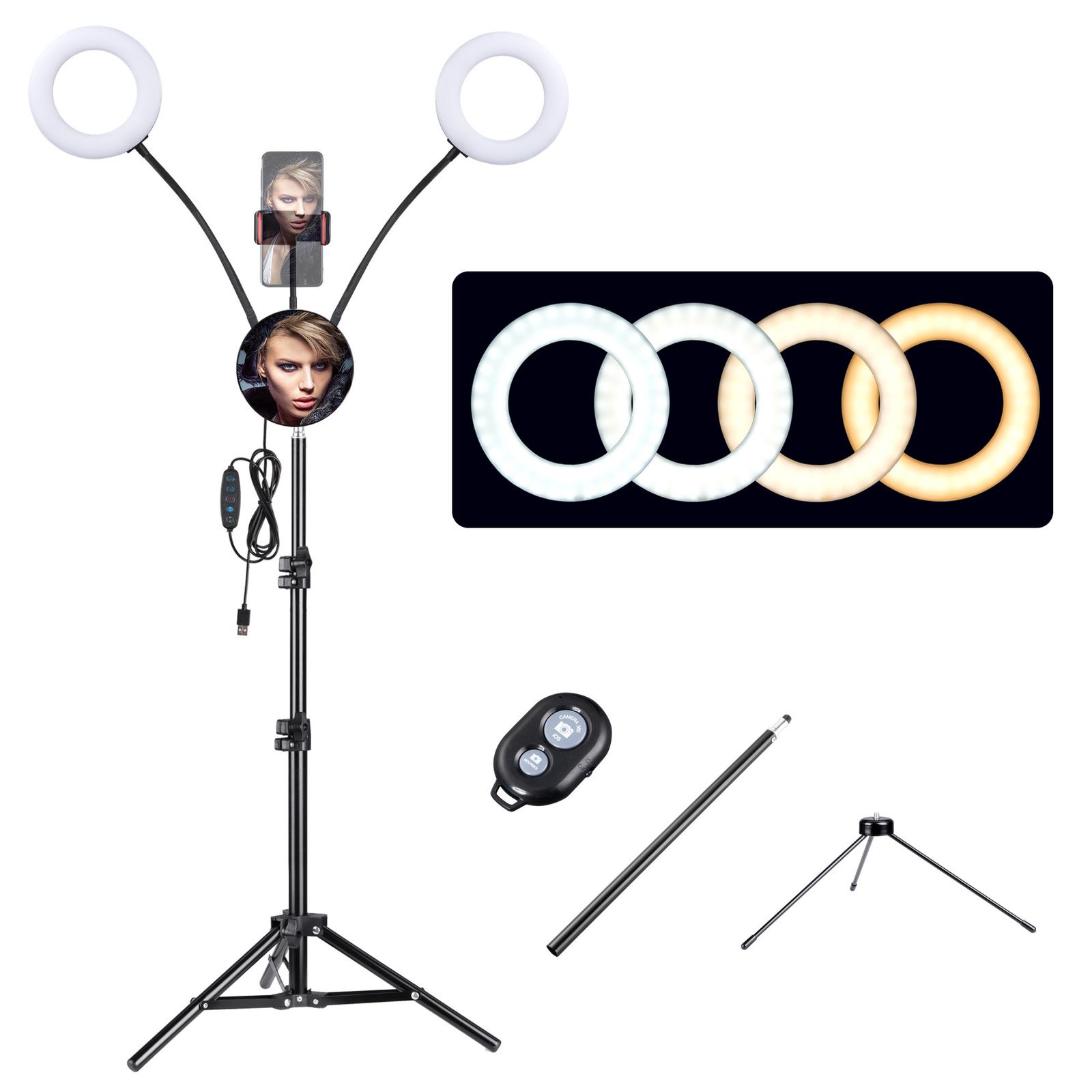 Ring light tripod with remote and accessories