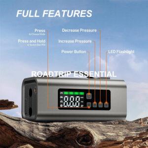 Portable tire inflator, full features for road trips