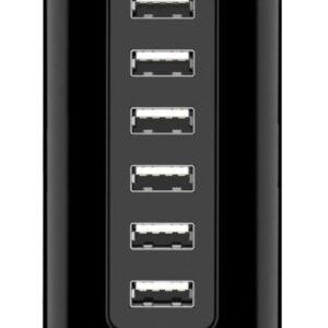 Black six-port USB charger