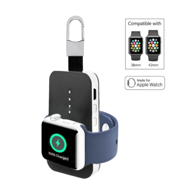 Apple Watch Wireless Charger Power Bank Key Chain - Portable & Convenient Charging Solution