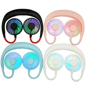 Neckband portable fans in four colors