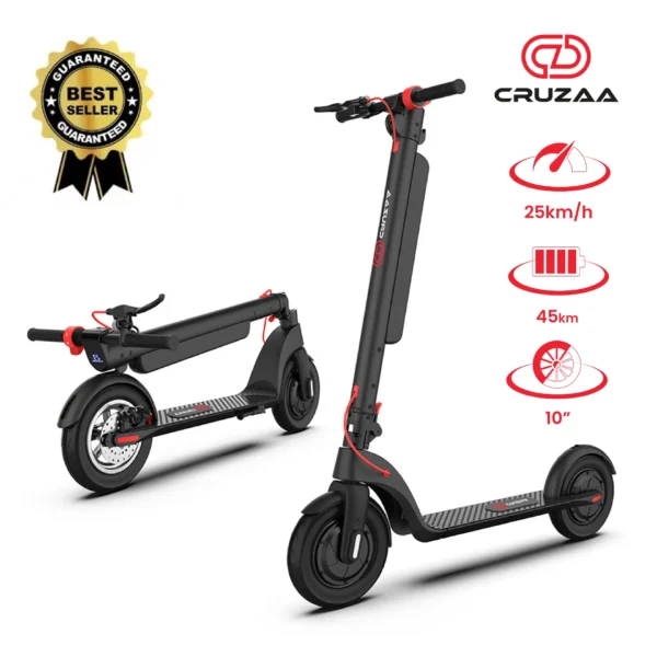 Cruzaa Commuta E-Scooter - 45km Range, 25km/h Top Speed, Ships from UK | Lightweight, Foldable, & Smart LCD Display