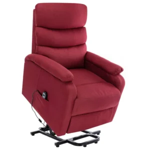 Red reclining lift chair with remote control