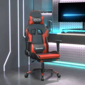 Red and black gaming chair in a modern setup