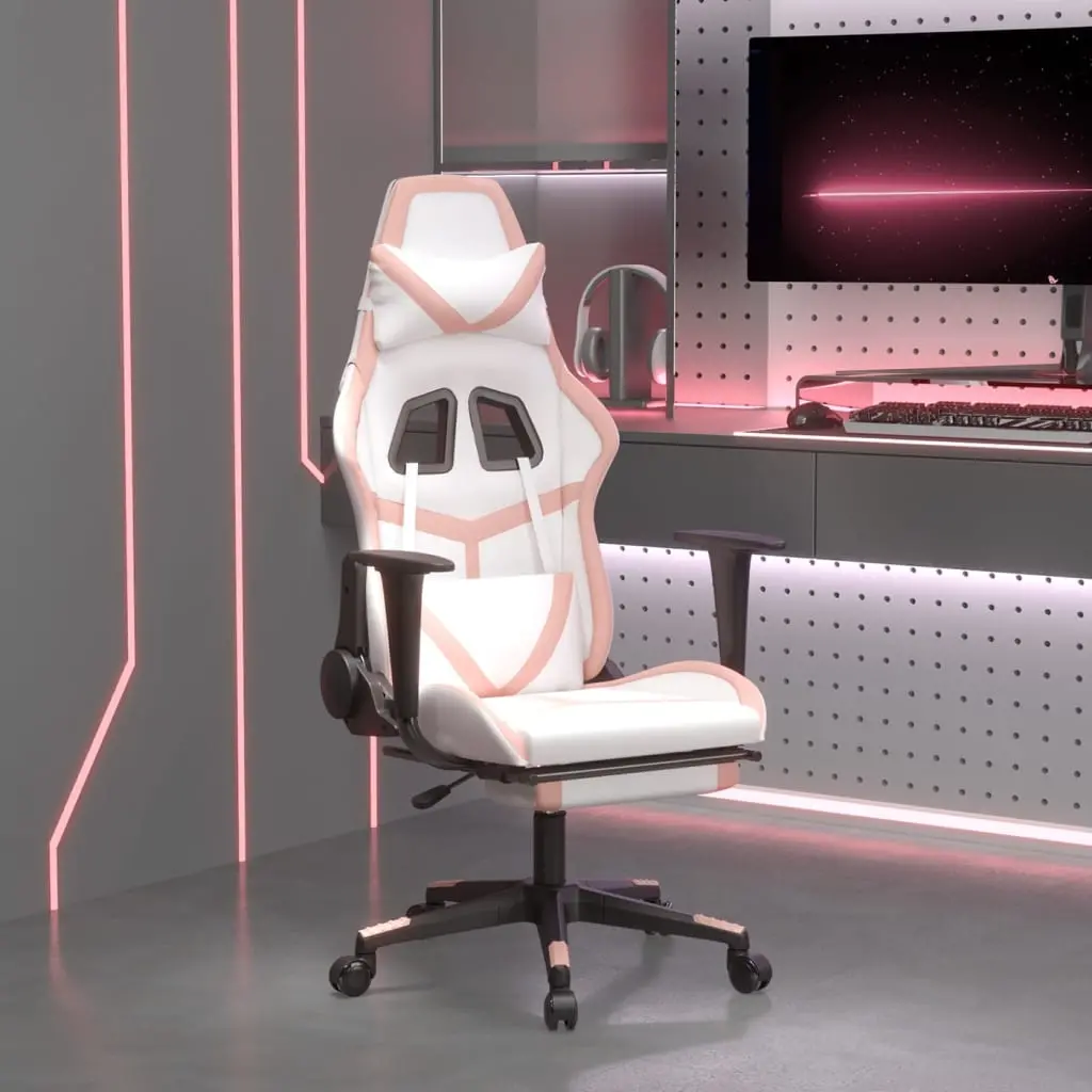 Pink and white gaming chair in modern setup