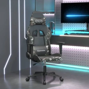 Camouflage gaming chair in modern setup.