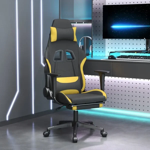 Yellow and black gaming chair in setup