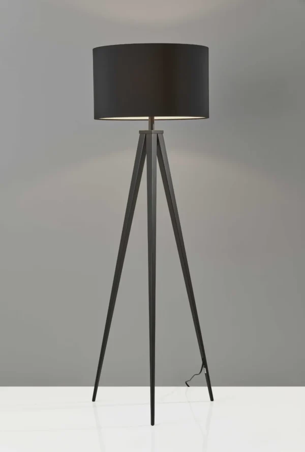 62" Black Tripod Floor Lamp with Black Drum Shade - Modern and Stylish Lighting for Home