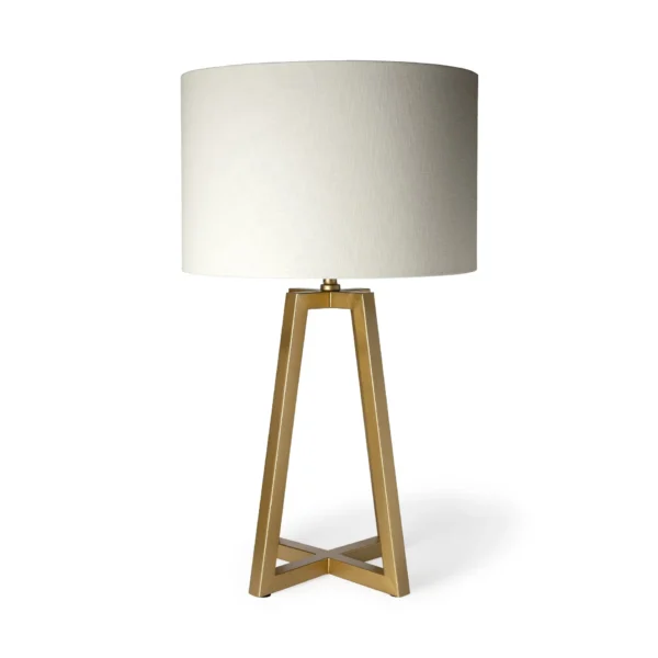 Elegant Metallic Gold Tone Geometric Table Lamp - Modern Decorative Lighting for Stylish Homes