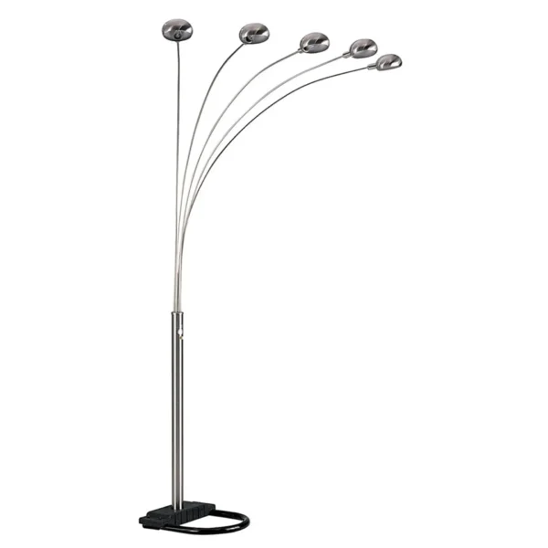 84" Nickel Five Lights Arc Floor Lamp With Nickel Dome Shade - Modern & Stylish Lighting Solution