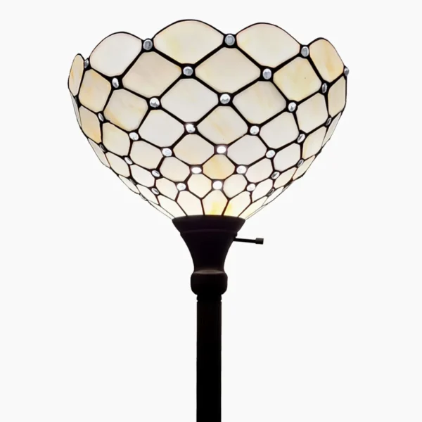 Elegant 62" Brown Floor Lamp with White Stained Glass Shade | Traditional Home Lighting