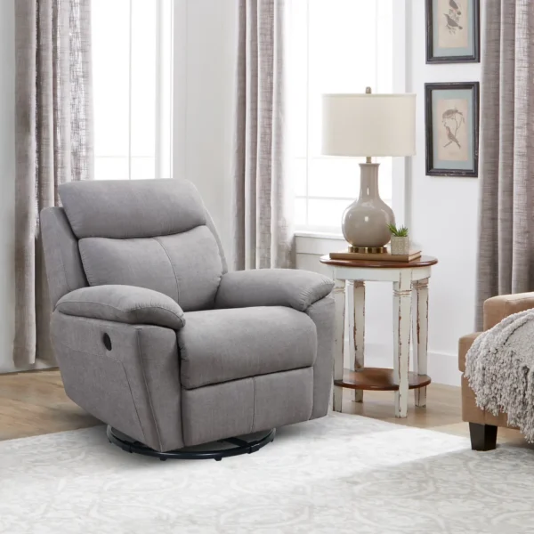 Comfortable 35" Light Gray Fabric Power Recliner with USB | Modern & Stylish Home Seating