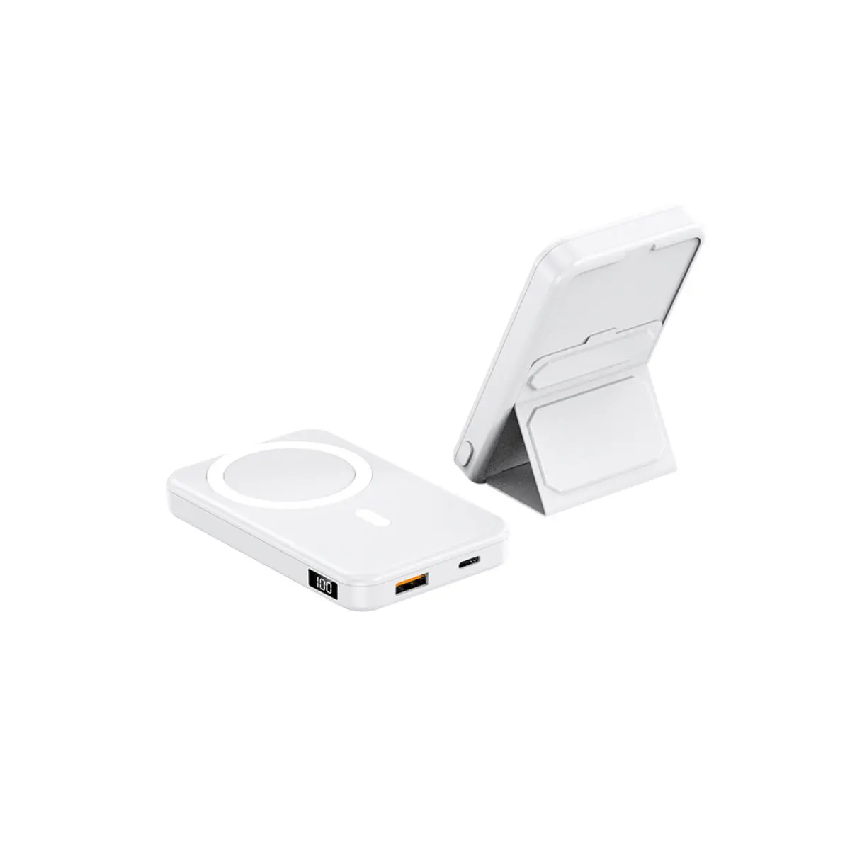 White wireless charger and phone stand