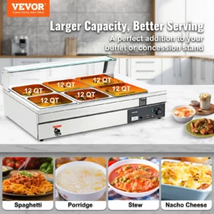 VEVOR buffet warmer with 12 QT trays.