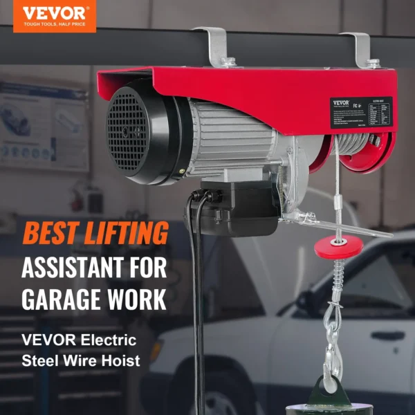 VEVOR electric steel wire hoist for garage work.