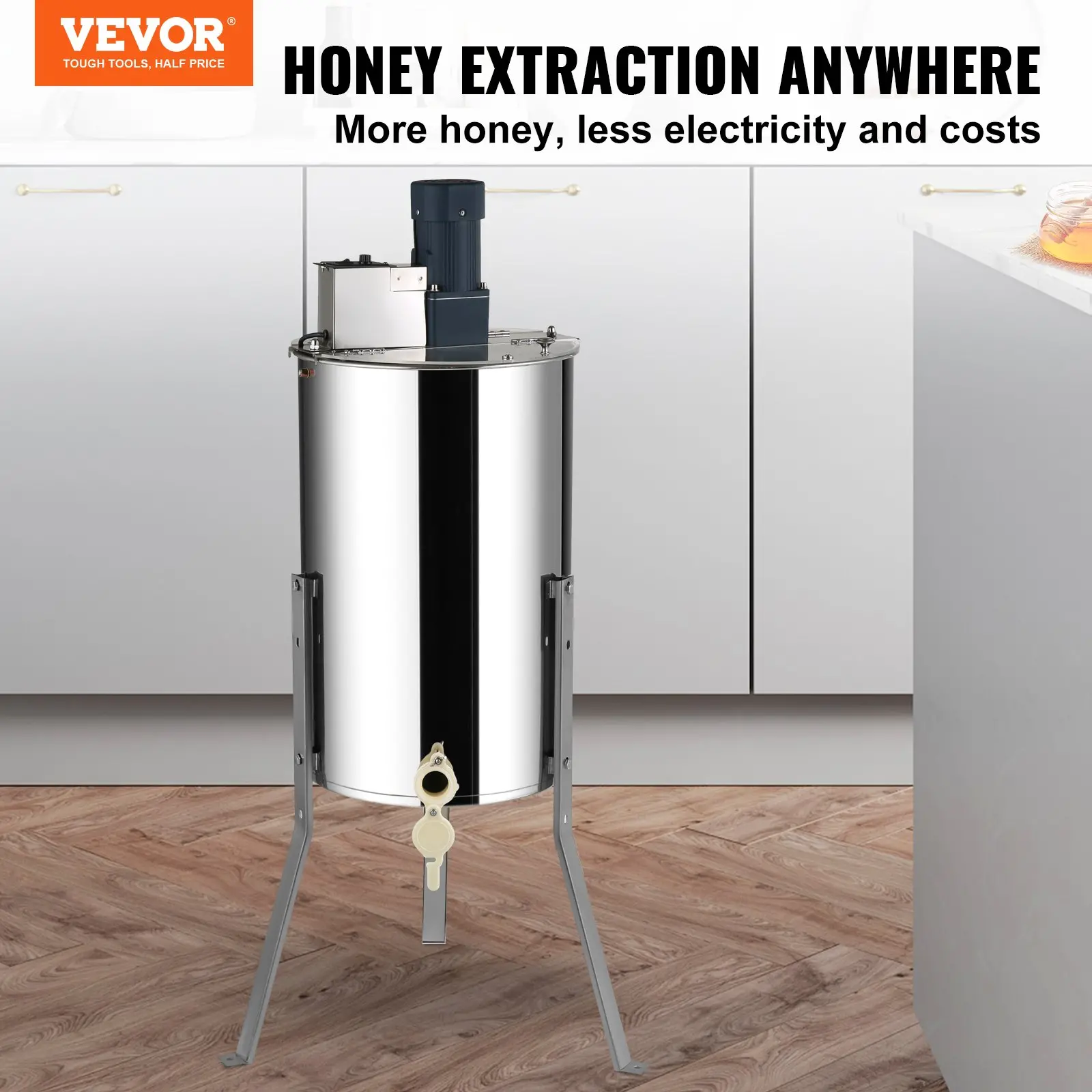 VEVOR honey extractor machine in kitchen.