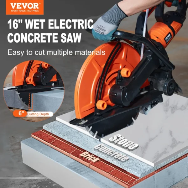 Powerful Electric Concrete Saw with 16" Blade & 3200W Motor - Ideal for Concrete, Stone, & Brick Cutting