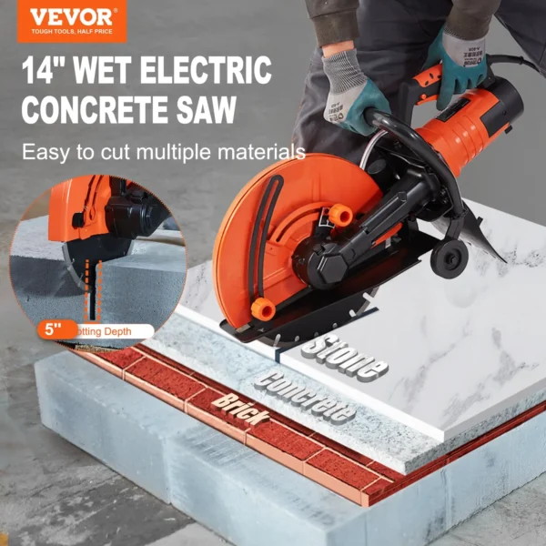 14-Inch Electric Concrete Saw, Circular Saw Cutter with 5-Inch Cutting Depth