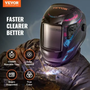 Vevor welding helmet advertisement with specifications.