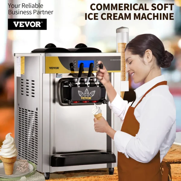 Vevor commercial soft ice cream machine in use