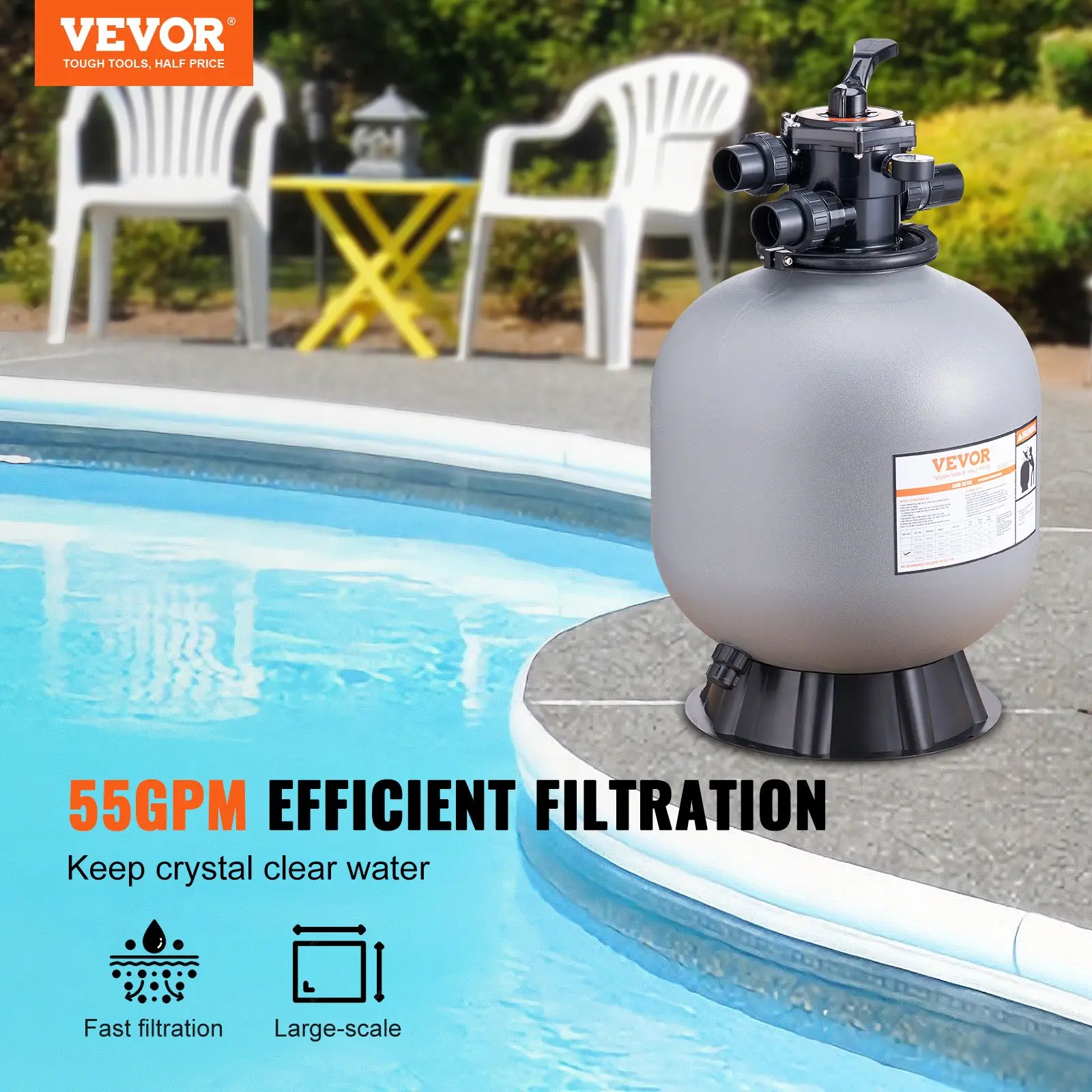 Vevor pool filter providing 55 GPM efficient filtration