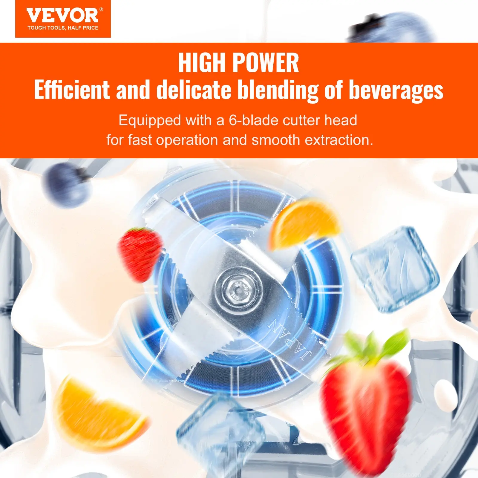 High power blender with 6-blade cutter head.