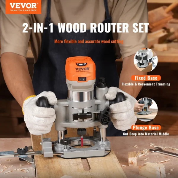 Vevor 2-in-1 wood router set in use.