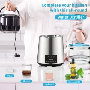 Water distiller for home use with glass containers.