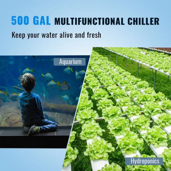 1.5 HP Aquarium Chiller for 500 Gal Tanks - Quiet & Efficient Hydroponic Water Chiller