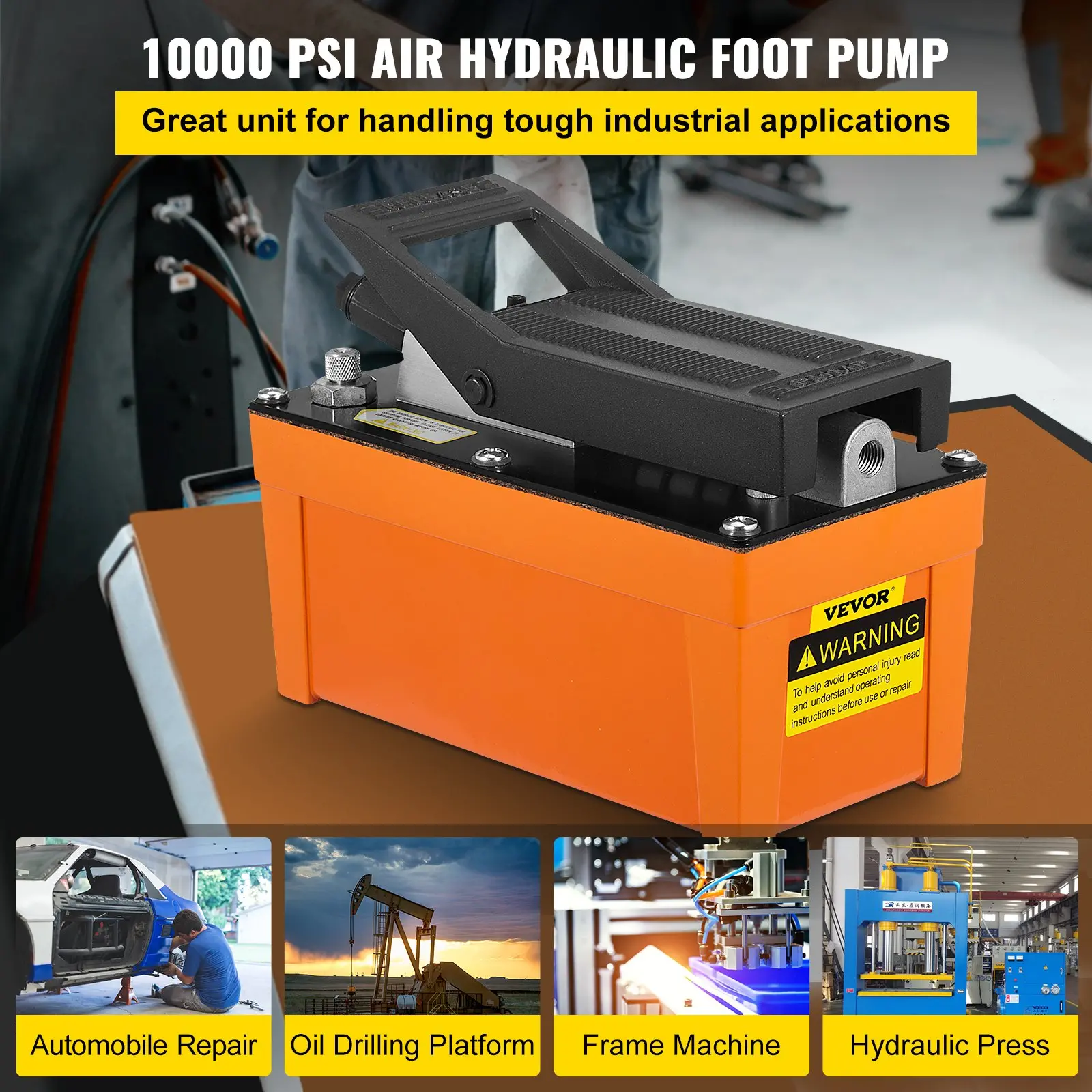 10000 PSI air hydraulic foot pump for industrial use.