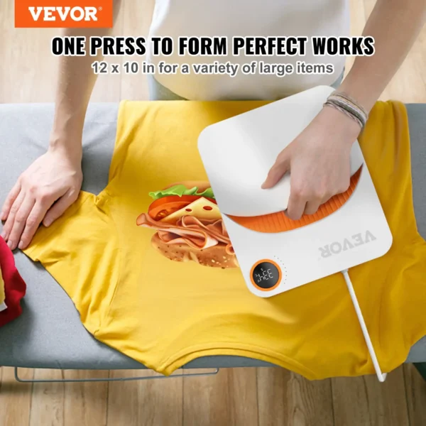 10x12in Heat Press Machine - Portable Multifunctional Teflon Coated Sublimation Transfer for T-shirts, Bags, Pillows, HTV Vinyl Projects