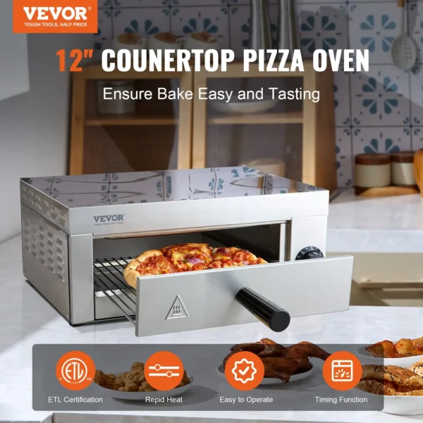 12-inch countertop pizza oven with pizza baking