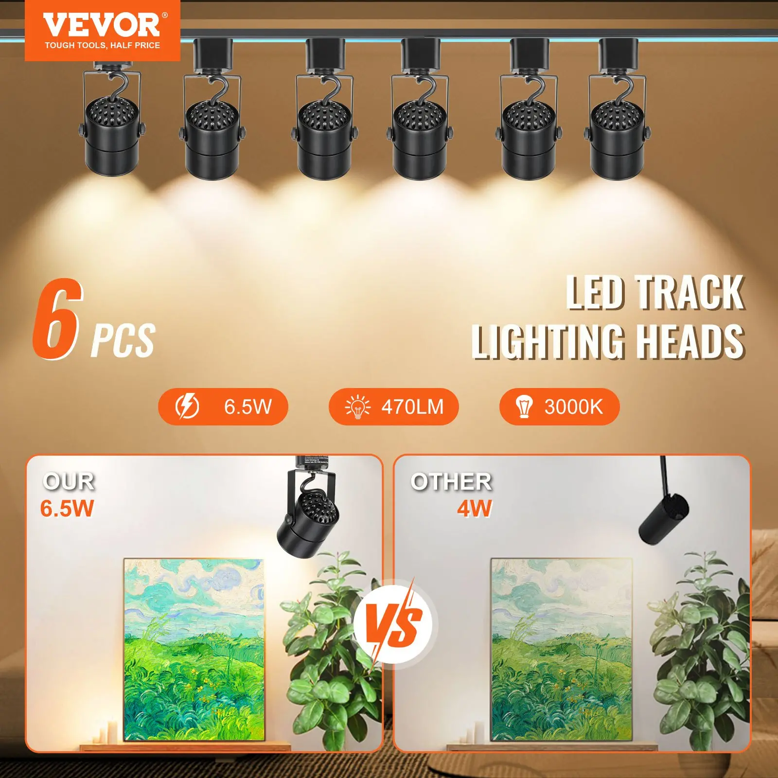 6 LED track lighting heads comparison.