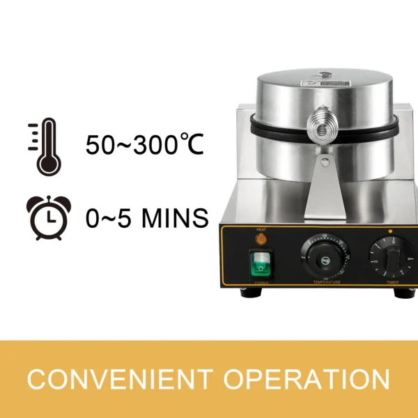 Waffle maker temperature and timer settings.