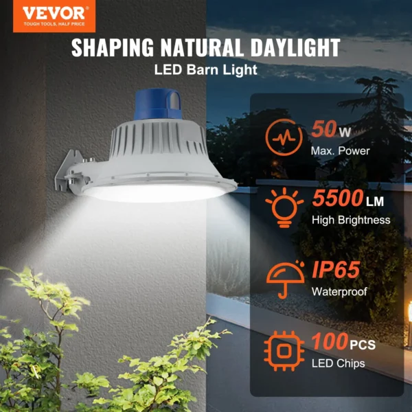 Vevor LED Barn Light, 50W, 5500LM, IP65 Waterproof