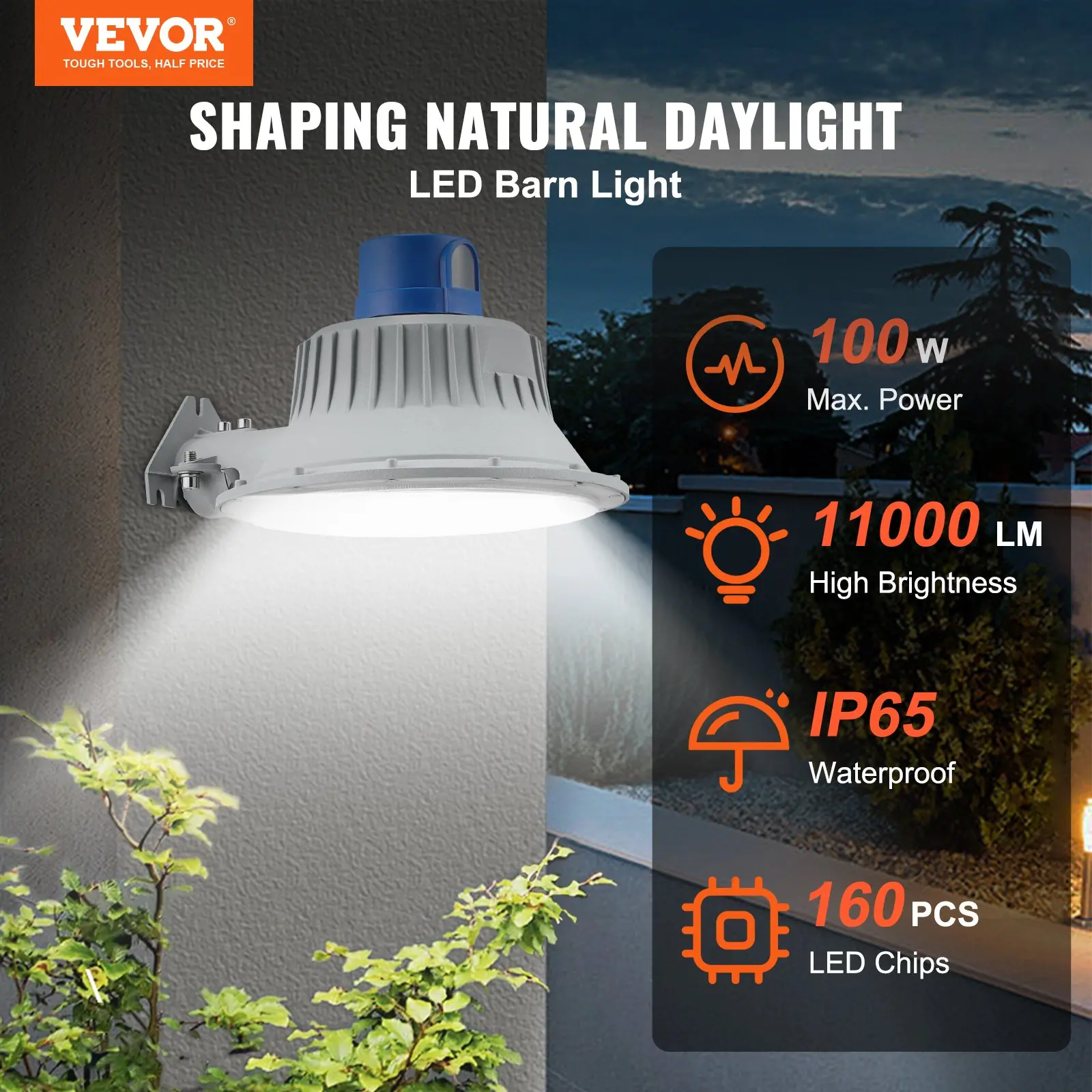 VEVOR LED Barn Light, 100W, 11000LM, Waterproof.