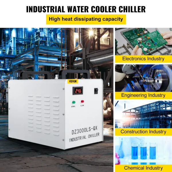 CW-3000 Industrial Water Chiller - 9L, Thermolysis Type, 50W Cooling for 60W-80W Laser Engraving Machines, 110V