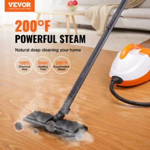 Steam cleaner with 200°F superheated steam for home cleaning.