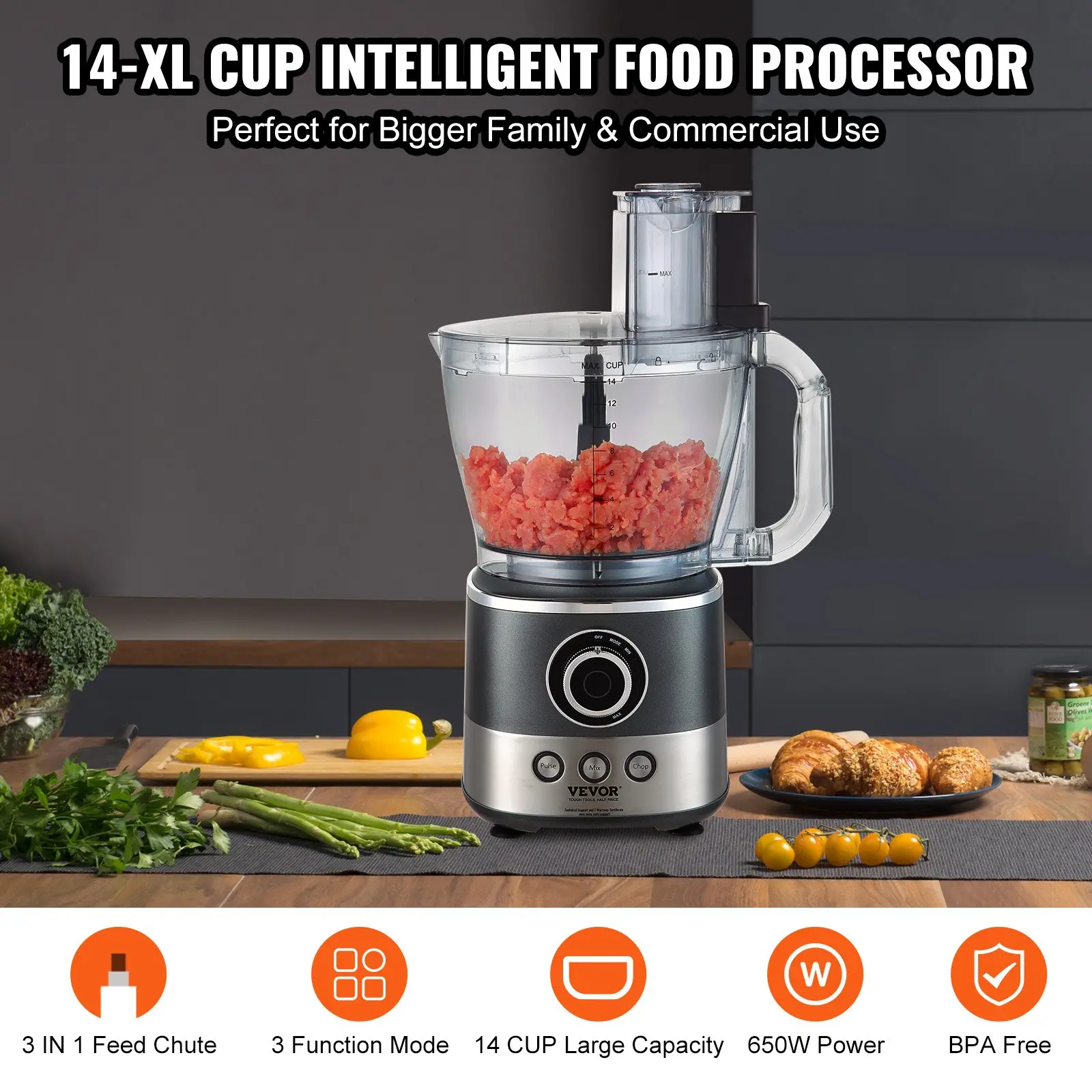 14-XL Cup Intelligent Food Processor in kitchen