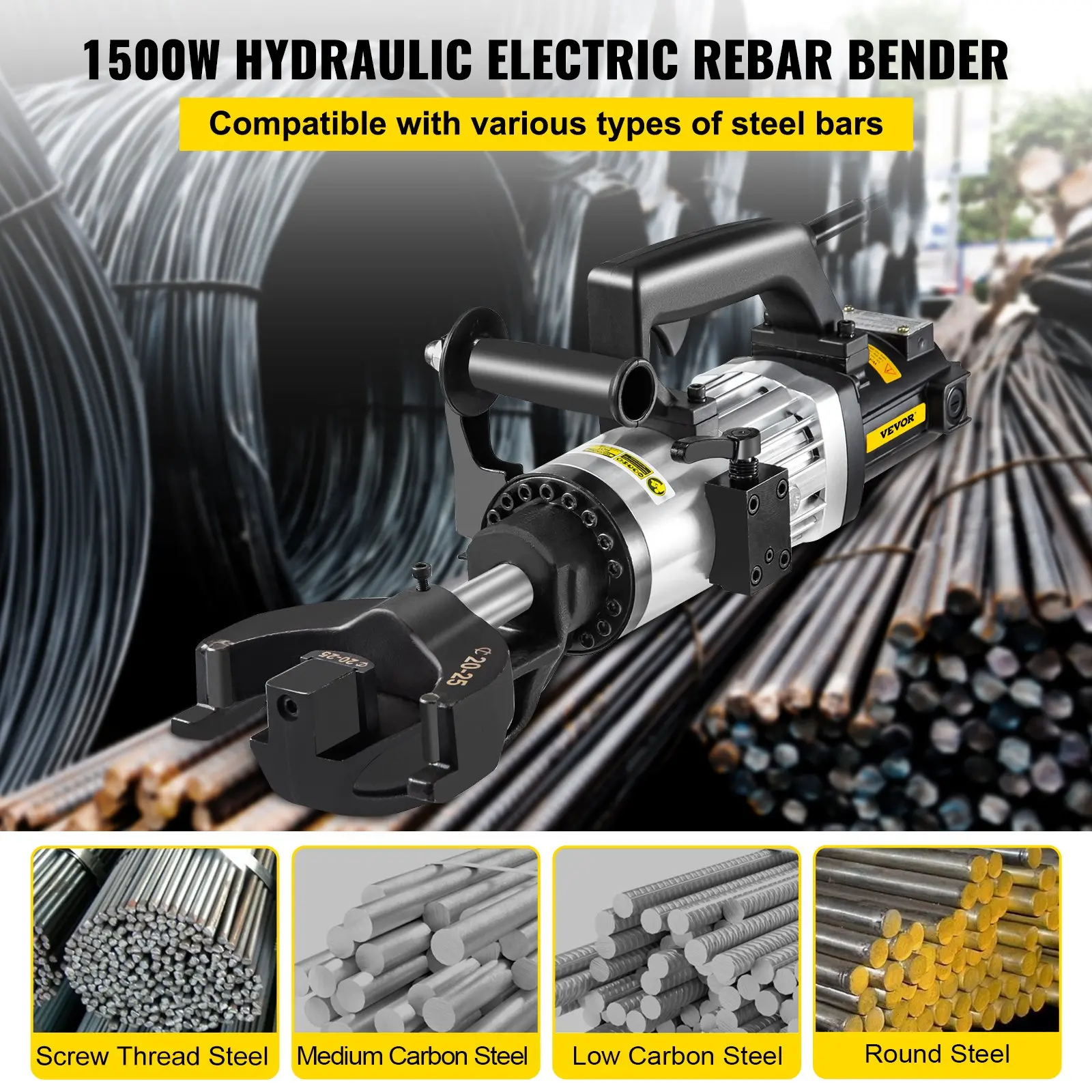 1500W hydraulic electric rebar bender for steel bars.