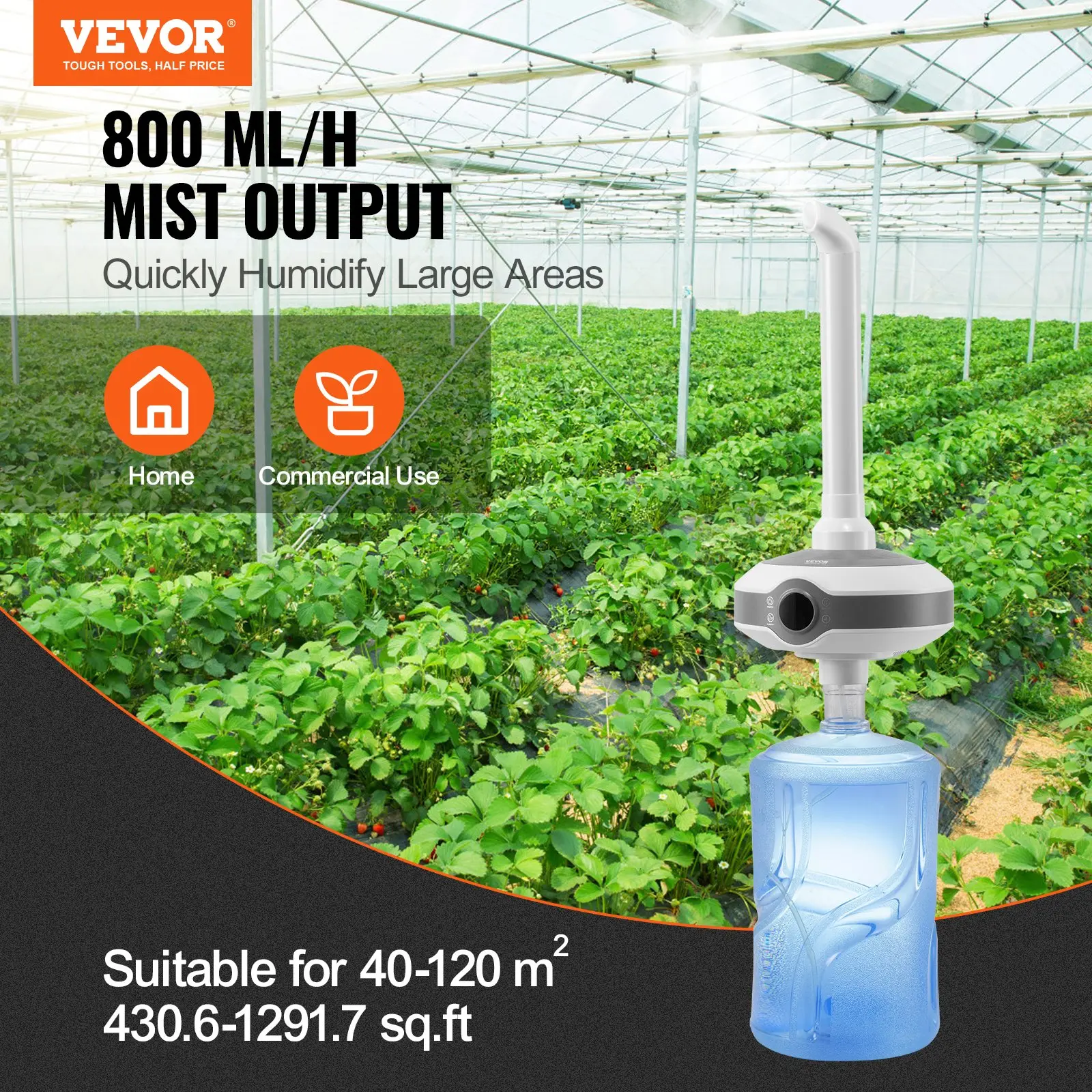 800 mL/h mist output humidifier for home or commercial use